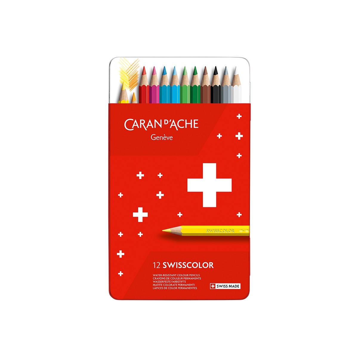 CARAN D'ACHE Σετ 12 Ξυλομπογιές Swisscolor® σε Μεταλλική Κασετίνα