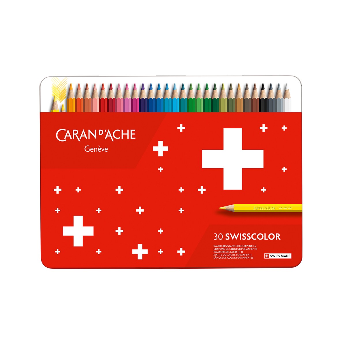 CARAN D'ACHE Σετ 30 Ξυλομπογιές Swisscolor® Μεταλλική Κασετίνα