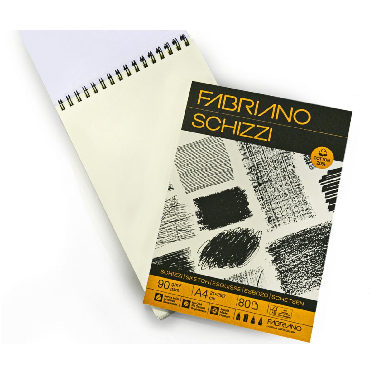 Fabriano Σπιράλ Μπλοκ Σχεδίου Schizzi Α3 20% Cotton / 80 φύλλα