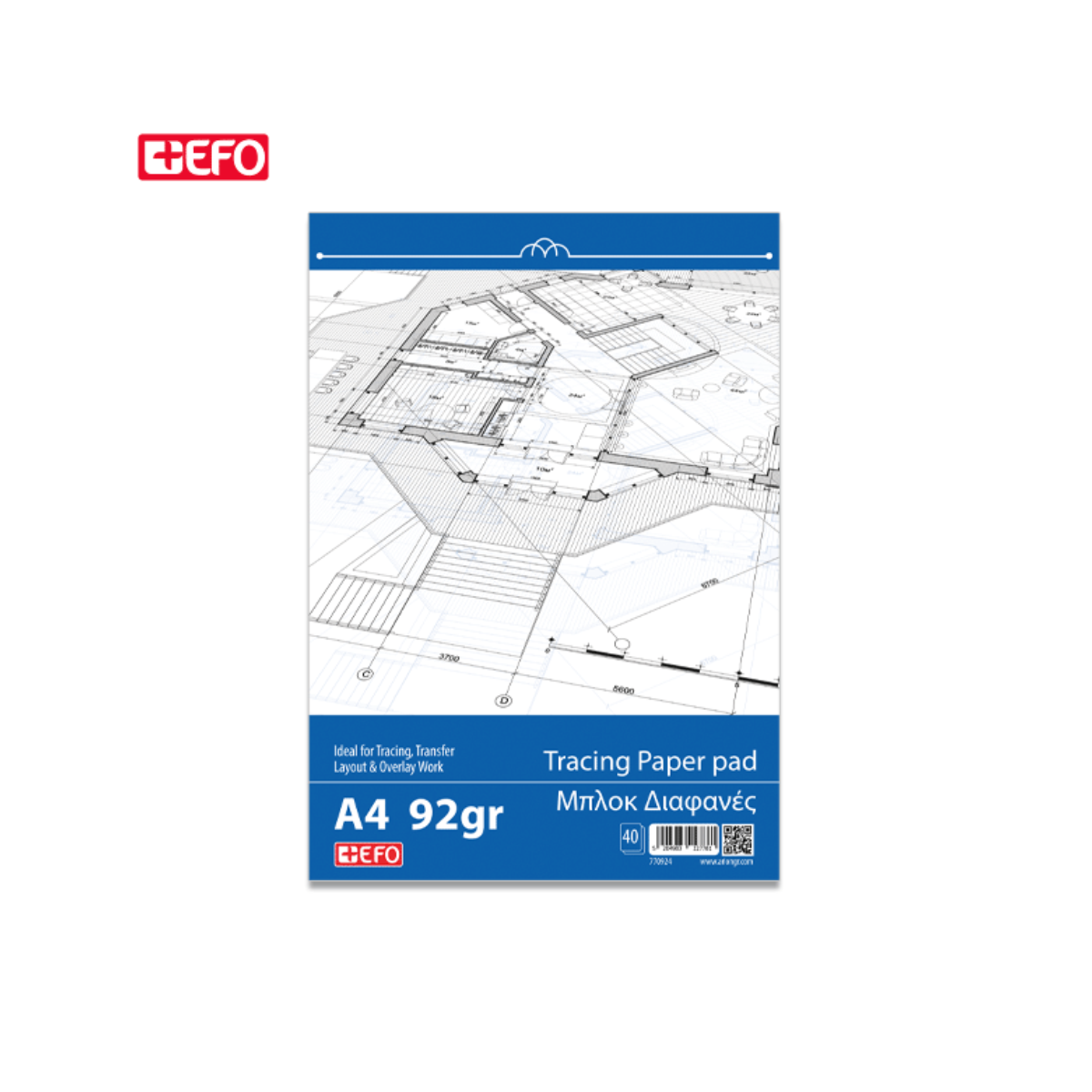 +Efo Μπλοκ Διαφανές Tracing Paper Α4 92gr