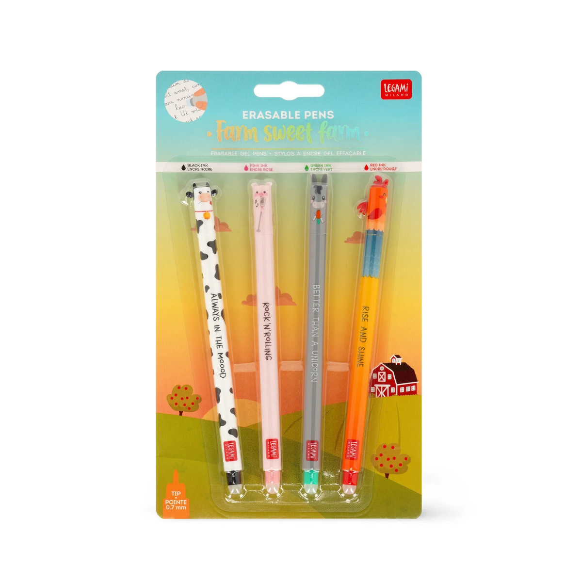 Legami Σετ 4 Στυλό Gel που Σβήνουν Farm Sweet Farm