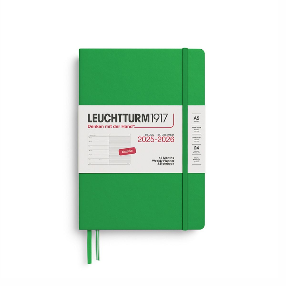 LEUCHTTURM1917 Εβδομαδιαίο Planner/ Σημειωματάριο 2025/26 Α5 με Σκληρό Εξώφυλλο Spring Leaf