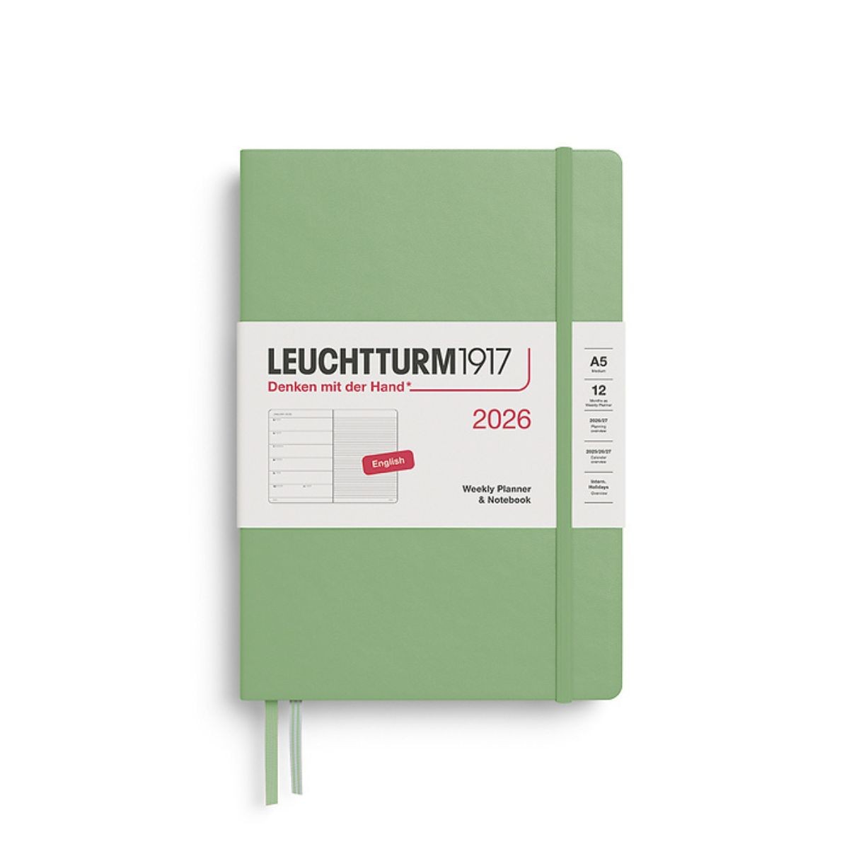 LEUCHTTURM1917 Εβδομαδιαίο Planner/Notebook 2026 A5 Σκληρό Εξώφυλλο - Sage