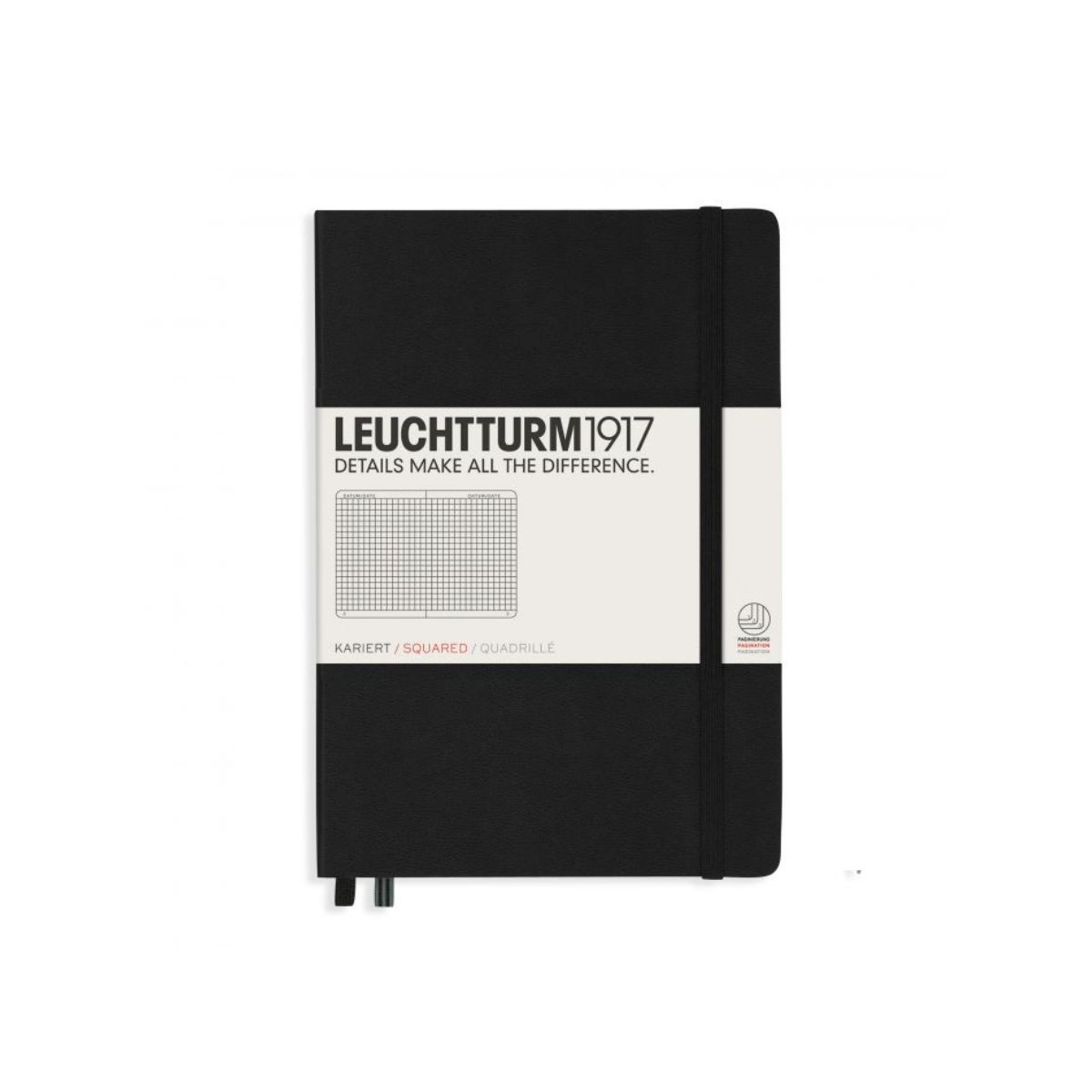LEUCHTTURM1917 Σημειωματάριο Α5 Σκληρό Εξώφυλλο 251φ. Black - Καρέ