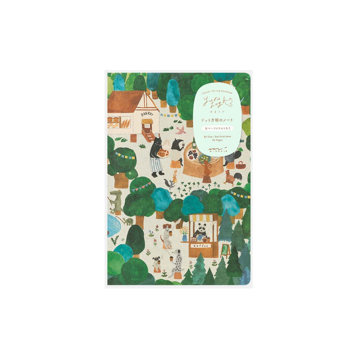Midori Σημειωματάριο Yuru Log Notebook Forest Animal B6