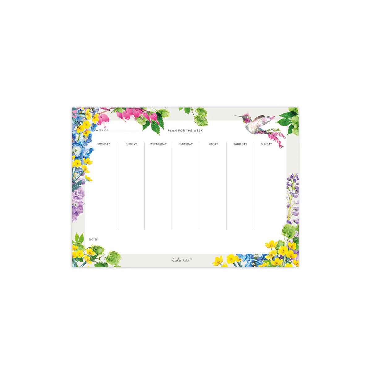 Lola Design Μαγνητικό Εβδομαδιαίο Πρόγραμμα Botanical Hummingbird