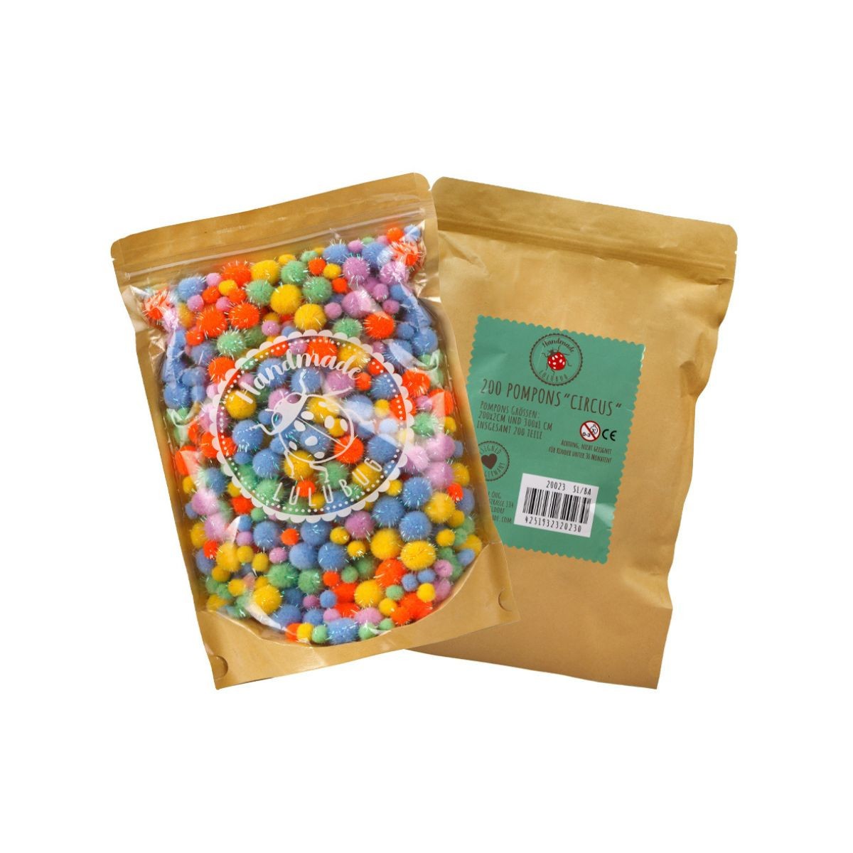 LULUBUG Handmade Σετ 500 Πομ Πομ Χειροτεχνίας Circus