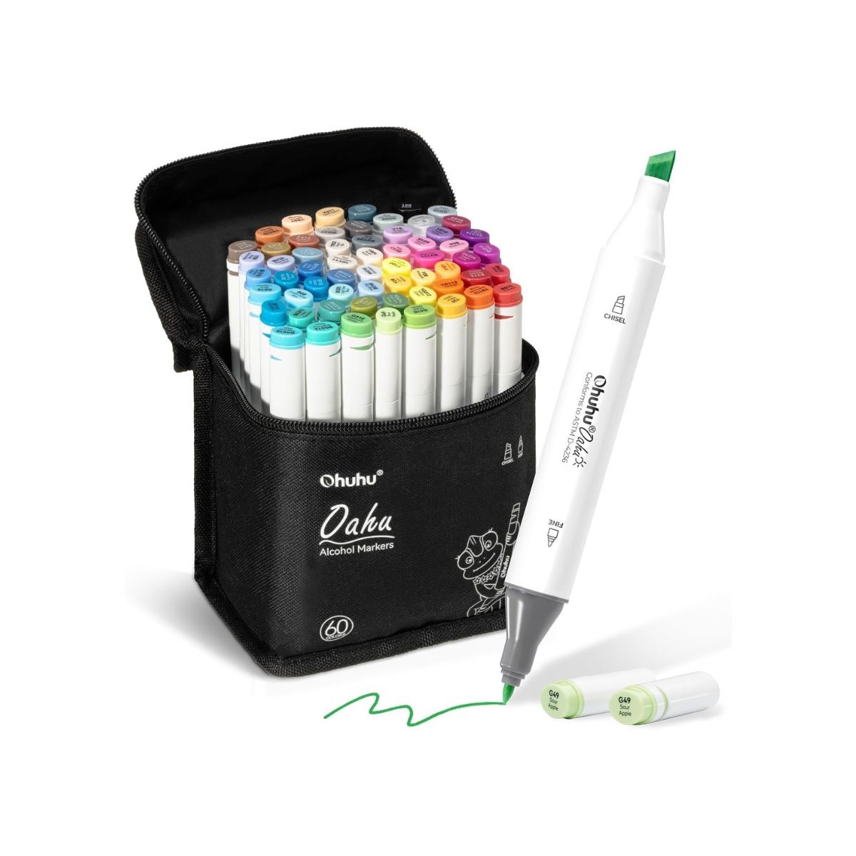 OHUHU Oahu Alcohol Art Markers Σετ Μαρκαδόρων 60 χρωμάτων Fine & Chisel