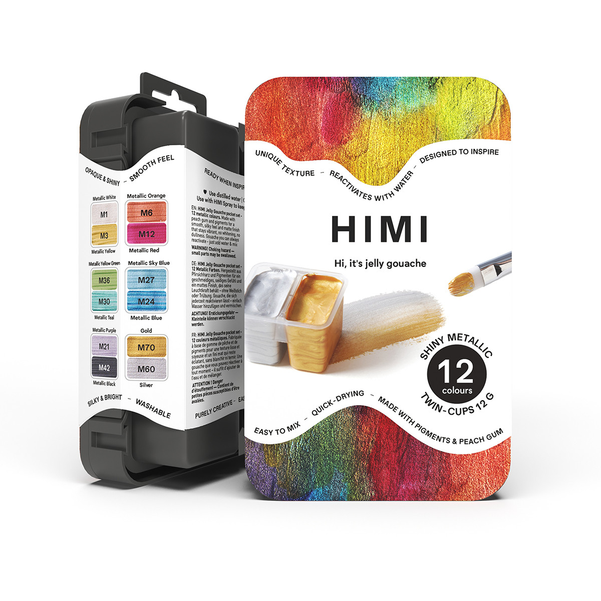HIMI Gouache Twin Cup Σετ 12 Shiny Metallic Χρωμάτων- Black Case
