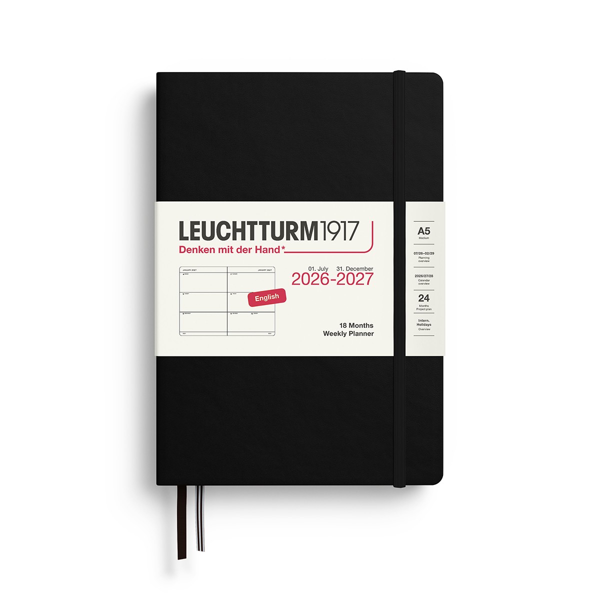LEUCHTTURM1917 Ακαδημαϊκό Εβδομαδιαίο Planner 2026 - 2027 A5 - Μαύρο