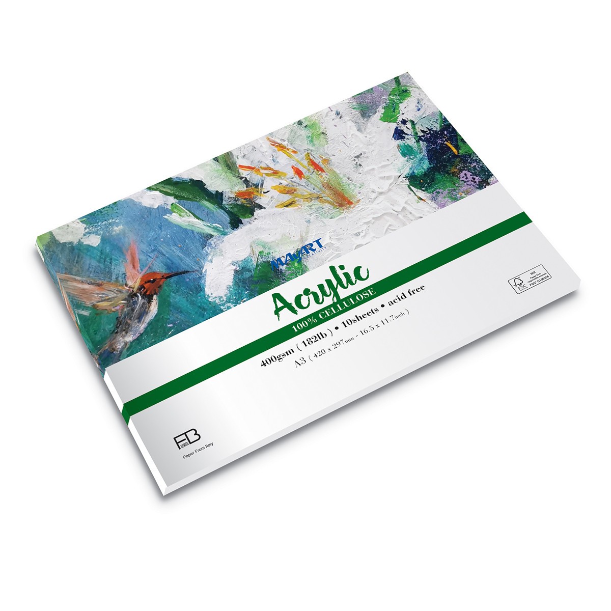 MAYART Creativity - 100% Cellulose FB series - Acrylic Painting Paper Pad Α3