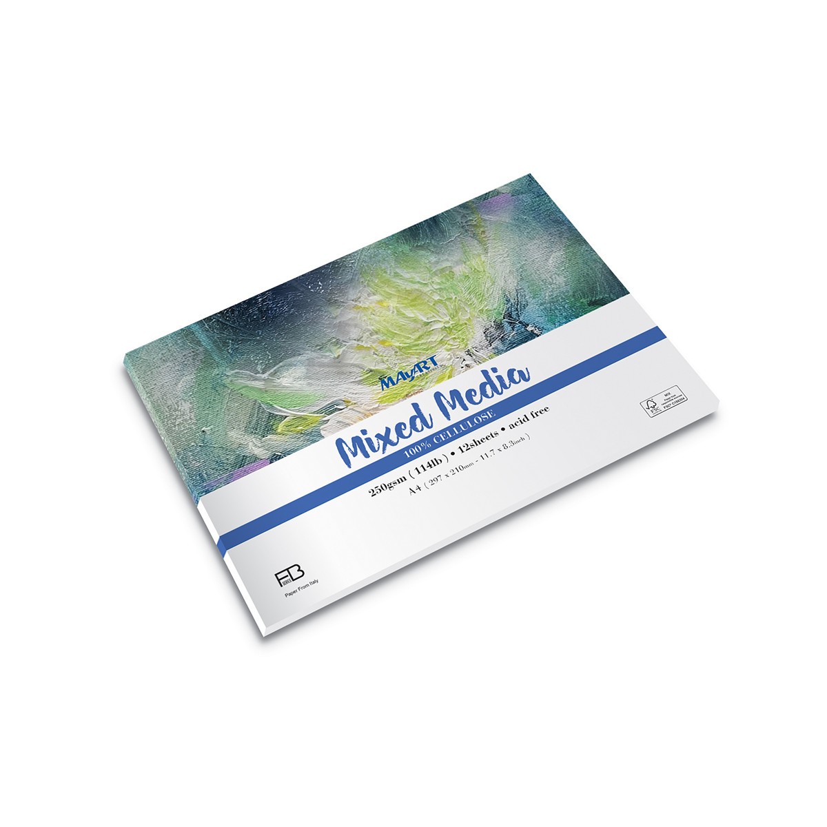 MAYART Creativity - 100% Cellulose FB series -Mixed Media Paper Pad A4