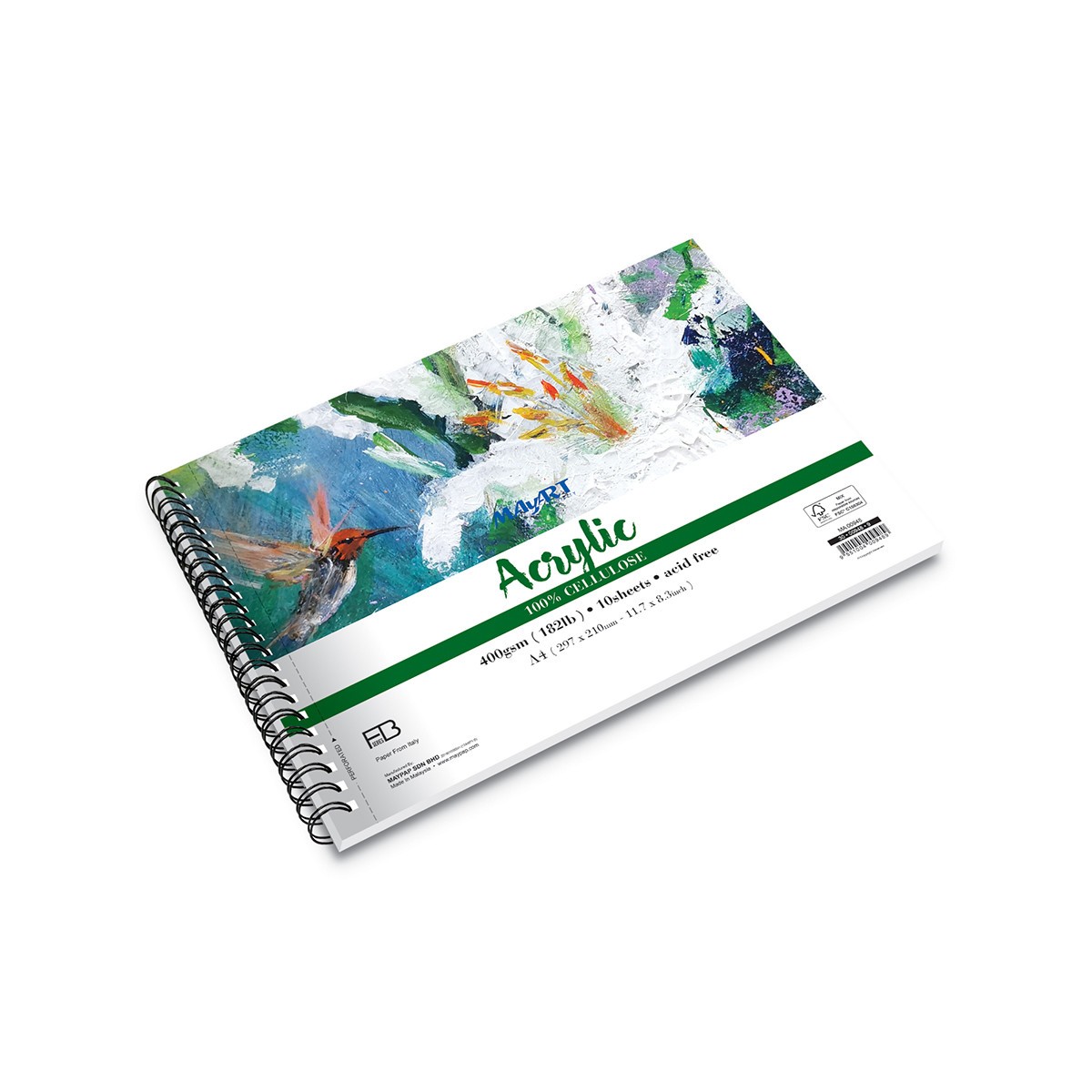 MAYART Creativity - 100% Cellulose FB series - Wire-O Acrylic Painting Book A4