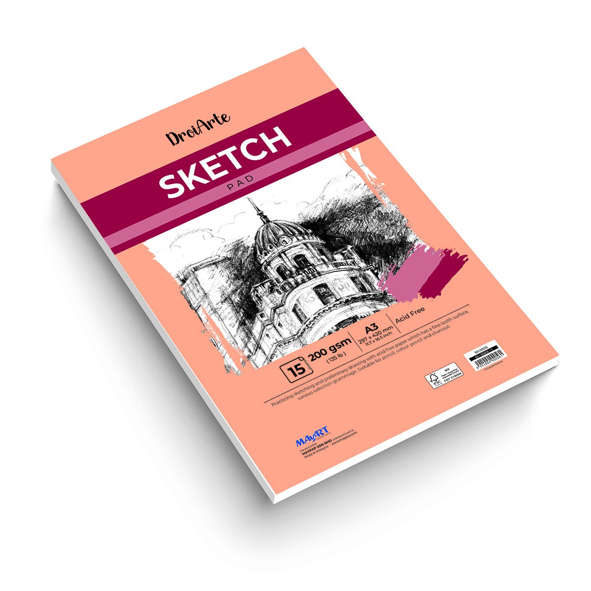 MAYART Creativity - DroiArte Series Sketch Paper Pad A3