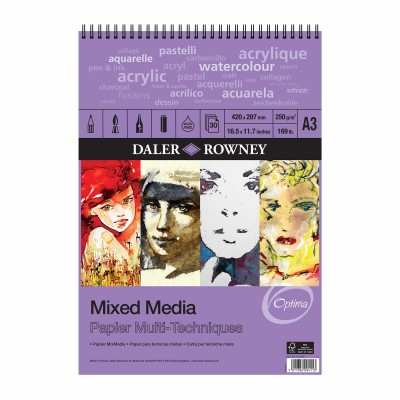 DALER ROWNEY Optima Σπιράλ Μπλοκ Α3 Mixed Media 250gsm