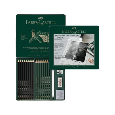 Faber-Castell Μεταλλική Κασετίνα Pitt Graphite Matt & Castell 9000 20τμχ