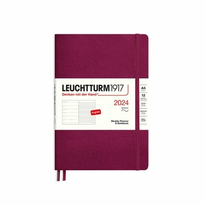 LEUCHTTURM1917 Εβδομαδιαίο Planner/Notebook 2024 A5 με Μαλακό Εξώφυλλο - Port Red