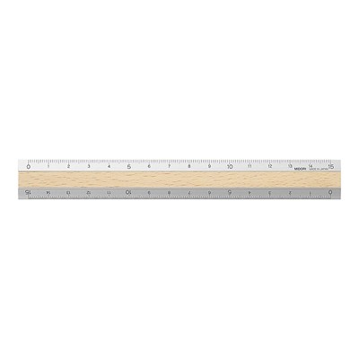 Χάρακας από αλουμίνιο και Ξύλο 15cm - Light Brown