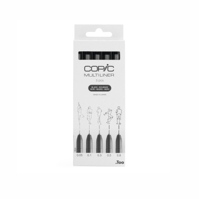 Copic Multiliner Set Black Πενάκια Σχεδίου 0.05/0.1/0.3/0.5/0.8 mm