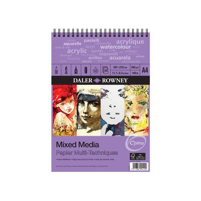 Daler-Rowney Optima Σπιράλ Μπλοκ Α4 Mixed Media 250gsm