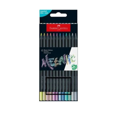 Faber-Castell Σετ 12 Ξυλομπογιές Metallic Black Edition