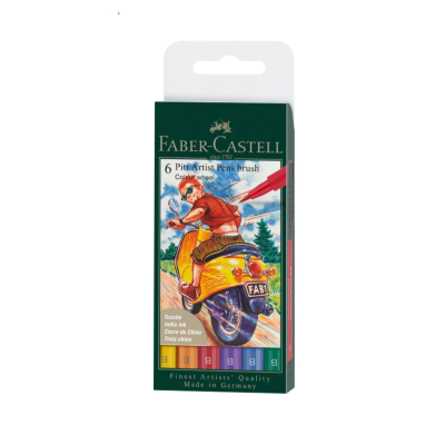 Faber Castell Σετ 6 Μαρκαδόρους Pitt Artist Pen Brush India ink