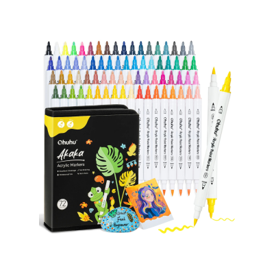 Ohuhu Acrylic Paint Markers Cotton-core Σετ 72 Ακρυλικών Μαρκαδόρων Brush & Fine