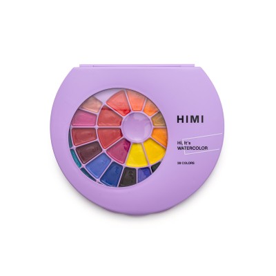 HIMI Σετ 38 Χρωμάτων Semi-Moist Watercolour με Πινέλο - Purple Case