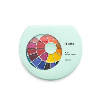 HIMI Σετ 38 Χρωμάτων Semi-Moist Watercolour με Πινέλο - Green Case