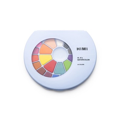 HIMI Σετ Ακουαρέλας 24 Χρωμάτων Solid Watercolour με Πινέλο - Blue Case