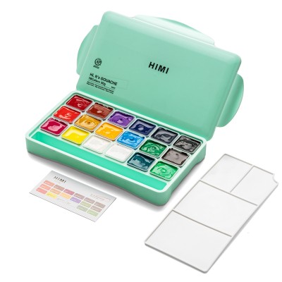 HIMI Σετ18 Χρωμάτων Jelly Cup Gouache με Παλέτα Ανάμιξης - Green Case Edition
