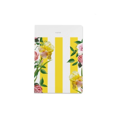 Lola Design Σημειωματάριο Α5 Floral Yellow Stripe