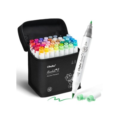 OHUHU Honolulu B Alcohol Brush Markers Σετ Μαρκαδόρων 48 Χρωμάτων Brush & Fine