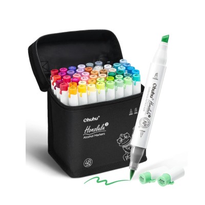 OHUHU Honolulu B Alcohol Brush Markers Σετ Μαρκαδόρων 48 Χρωμάτων Brush & Fine