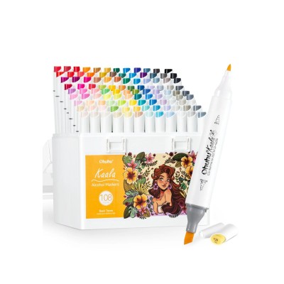 Ohuhu Kaala Alcohol Markers Σετ 108 Χρωμάτων Slim Broad & Fine
