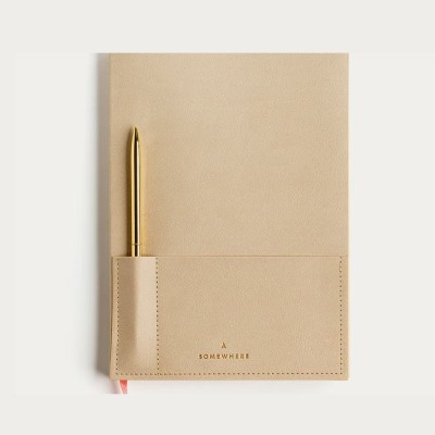 Somewhere Δερμάτινο Vegan Σημειωματάριο Large Nude