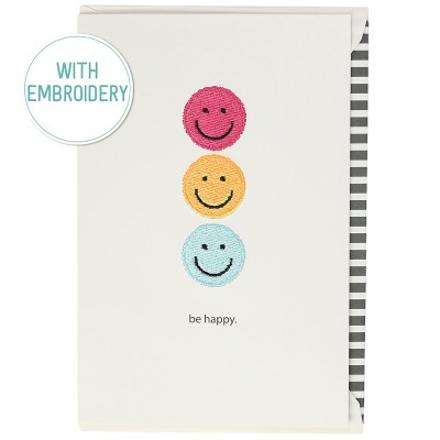 ARTEBENE Ευχετήρια Κάρτα Γενεθλίων Be Happy με κέντημα Happy Face