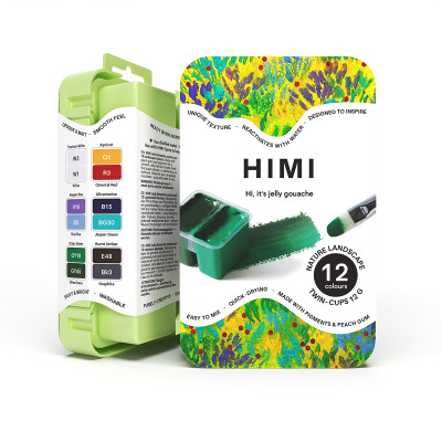 HIMI Gouache Twin Cup Σετ 12 Χρωμάτων Nature Landscape - Apple Green Case