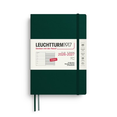 LEUCHTTURM1917 Ακαδημαϊκό Εβδομαδιαίο Planner 2026 - 2027 & Notebook A5 - Forest Green- Μαλακό Εξώφυλλο