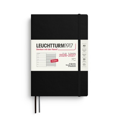 LEUCHTTURM1917 Ακαδημαϊκό Εβδομαδιαίο Planner 2026 - 2027 & Notebook A5 - Μαύρο - Μαλακό Εξώφυλλο