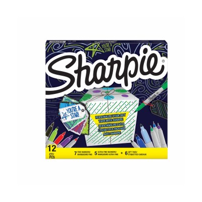 Sharpie σετ 12 Μαρκαδόρων Fine & 6 tags Gift