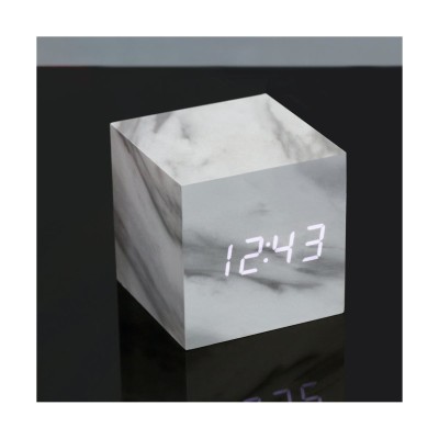 Ginkgo Cube Click Clock - Marble
