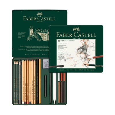 Faber-Castell Μεταλλική κασετίνα Pitt Monochrome 21τεμ.