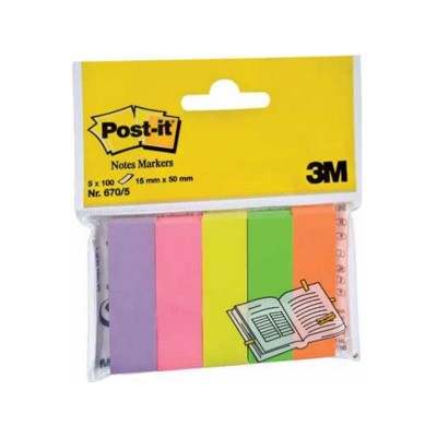 3M Post-it Χρωματιστοί χάρτινοι σελιδοδείκτες 15x50