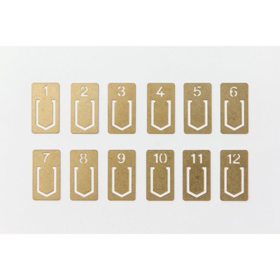 Brass Μεταλλικά κλιπ σελιδοδείκτες No. 1-12