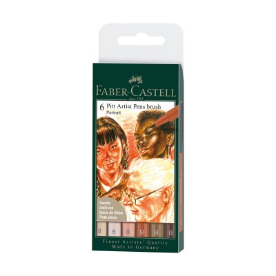 Faber-Castell Σετ 6 Μαρκαδόροι Πινέλο Pitt Artist - Portrait