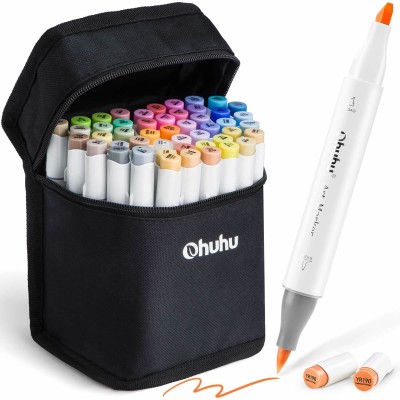 OHUHU Honolulu Alcohol Art Markers Σετ Μαρκαδόρων 48 Mid-tone χρωμάτων Brush & Chisel