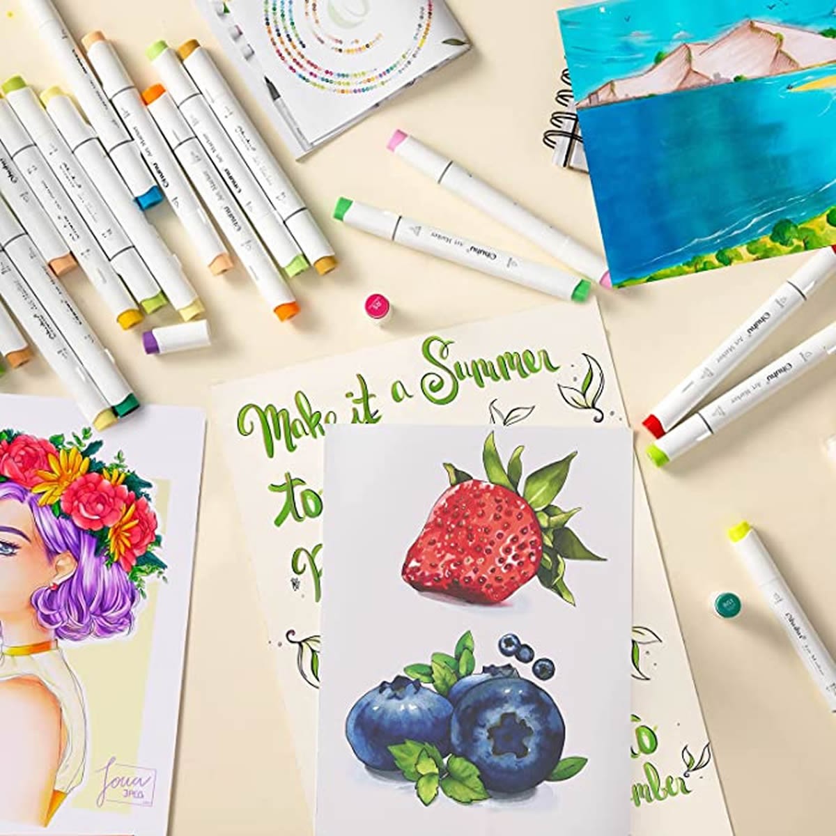 OHUHU Honolulu Alcohol Art Markers Σετ Μαρκαδόρων 120 χρωμάτων Brush & Chisel OHUHU Honolulu Alcohol Art Markers Σετ Μαρκαδόρων 120 χρωμάτων Brush & Chisel