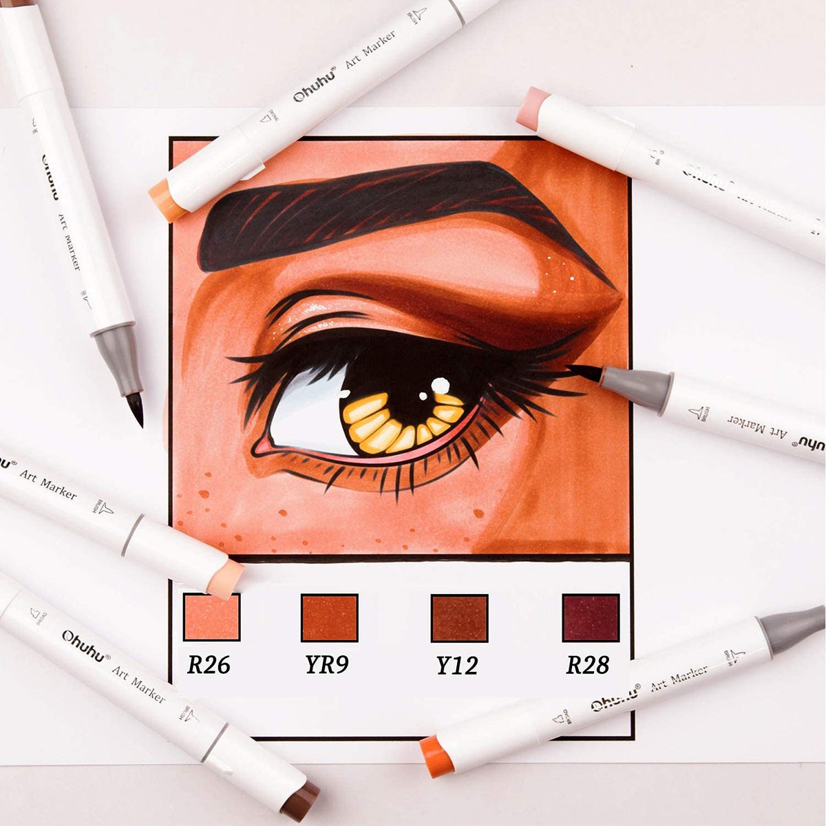 OHUHU Honolulu Alcohol Markers Σετ Μαρκαδόρων 24 Skin tone χρωμάτων Brush & Chisel