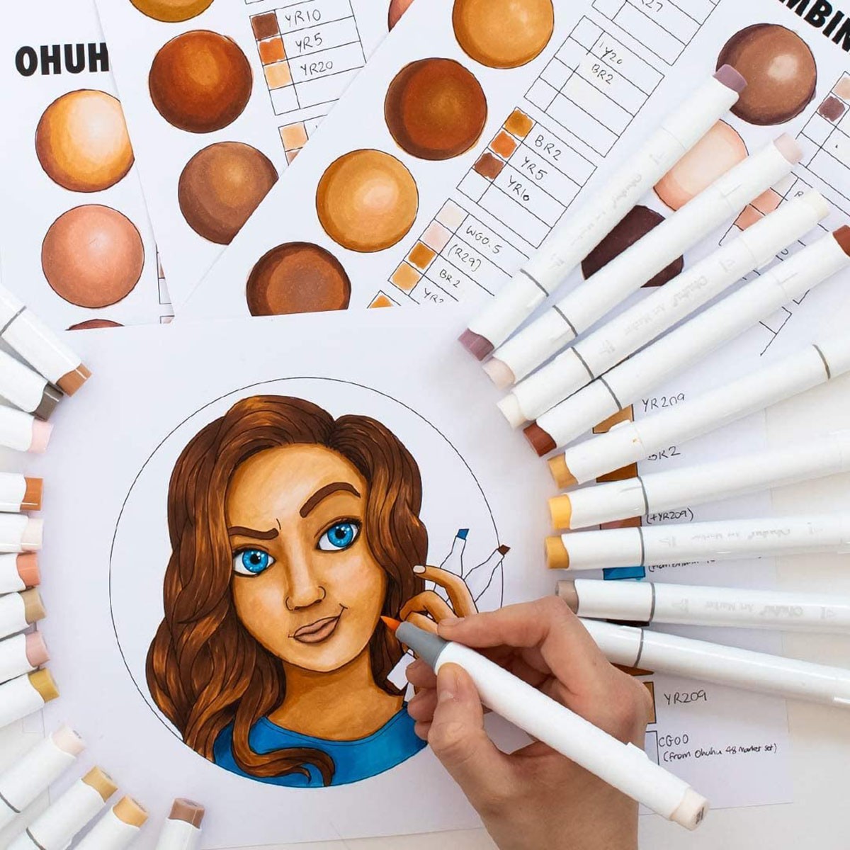 OHUHU Honolulu Alcohol Markers Σετ Μαρκαδόρων 24 Skin tone χρωμάτων Brush & Chisel